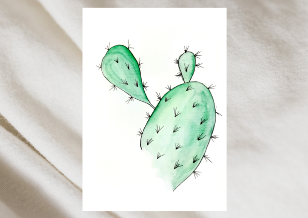 Aquarellzeichnung "Kaktus"