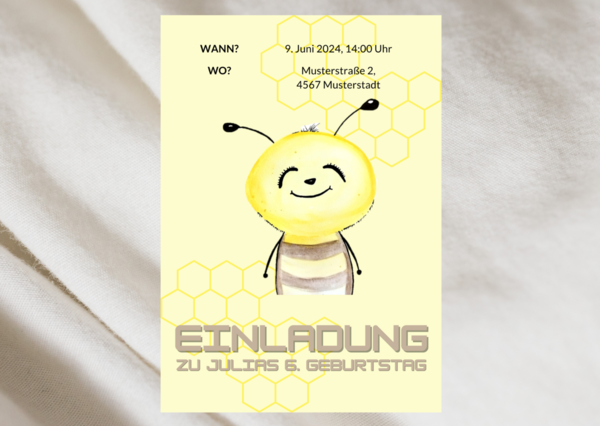 Aquarellkarte "Einladung Biene"